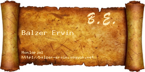 Balzer Ervin névjegykártya